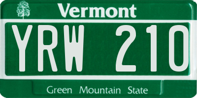 VT license plate YRW210