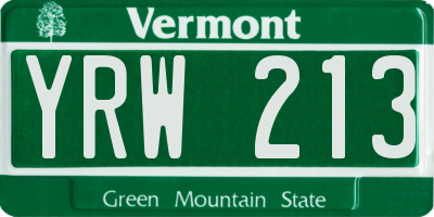 VT license plate YRW213
