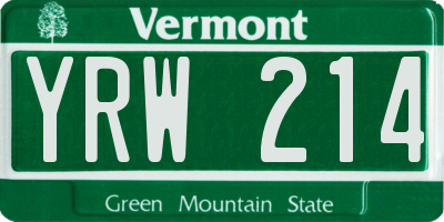 VT license plate YRW214