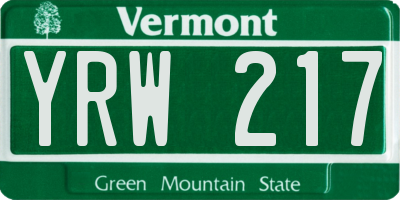 VT license plate YRW217