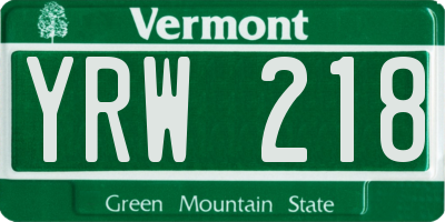VT license plate YRW218