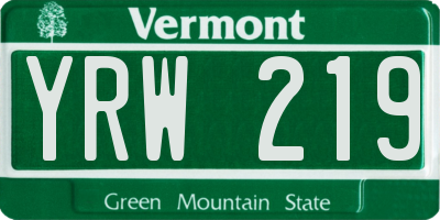 VT license plate YRW219