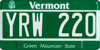 VT license plate YRW220