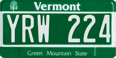 VT license plate YRW224