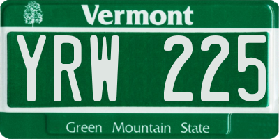 VT license plate YRW225