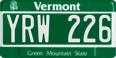 VT license plate YRW226