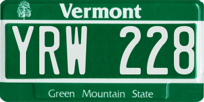 VT license plate YRW228