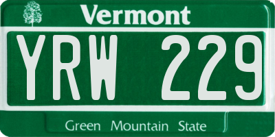 VT license plate YRW229