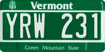 VT license plate YRW231