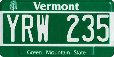 VT license plate YRW235
