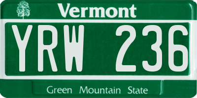 VT license plate YRW236