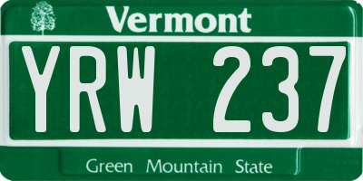 VT license plate YRW237
