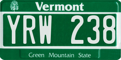 VT license plate YRW238