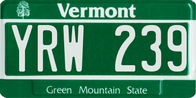 VT license plate YRW239