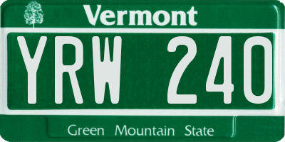 VT license plate YRW240