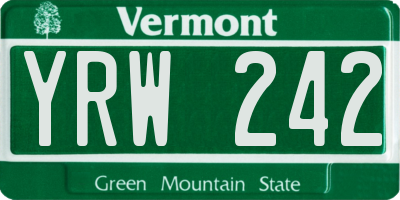 VT license plate YRW242