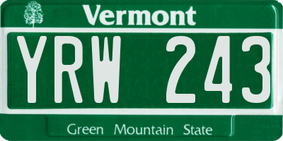 VT license plate YRW243
