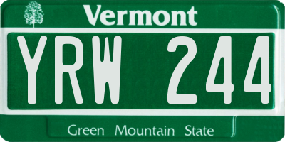 VT license plate YRW244