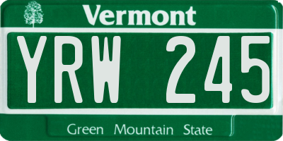 VT license plate YRW245