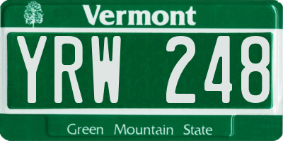 VT license plate YRW248
