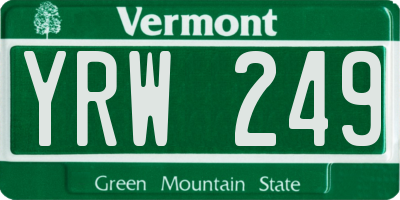 VT license plate YRW249