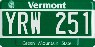 VT license plate YRW251