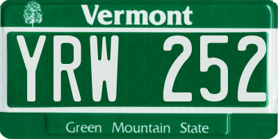 VT license plate YRW252