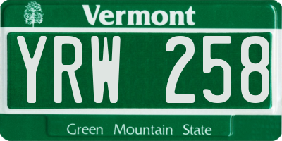 VT license plate YRW258