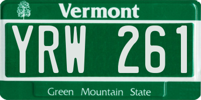 VT license plate YRW261