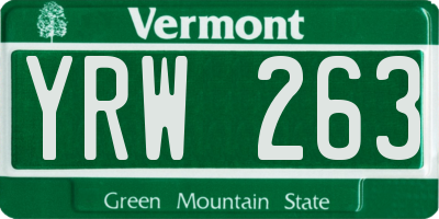 VT license plate YRW263