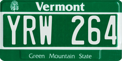 VT license plate YRW264