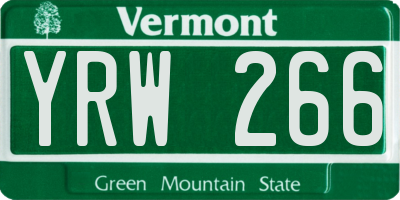 VT license plate YRW266