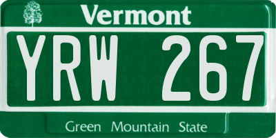 VT license plate YRW267