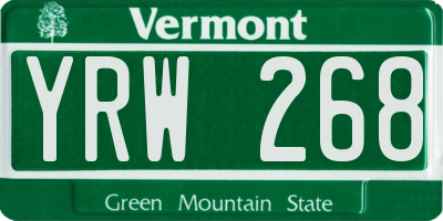 VT license plate YRW268