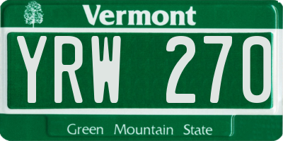 VT license plate YRW270