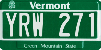 VT license plate YRW271