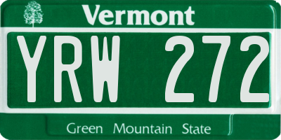 VT license plate YRW272