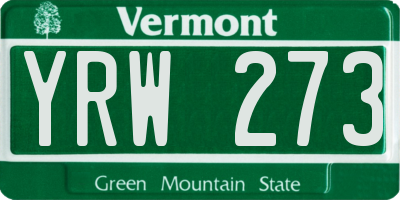 VT license plate YRW273