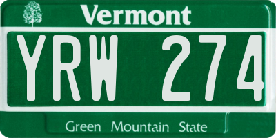 VT license plate YRW274