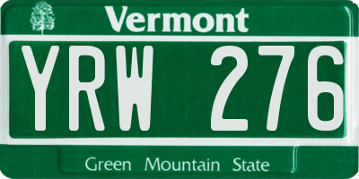 VT license plate YRW276