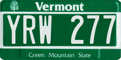 VT license plate YRW277