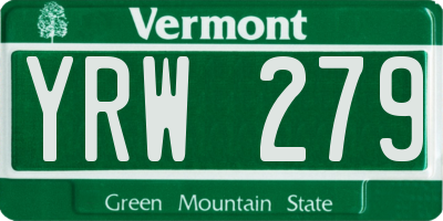 VT license plate YRW279