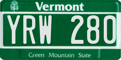 VT license plate YRW280