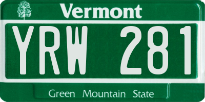 VT license plate YRW281