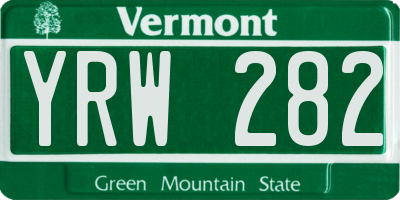VT license plate YRW282