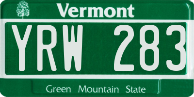VT license plate YRW283
