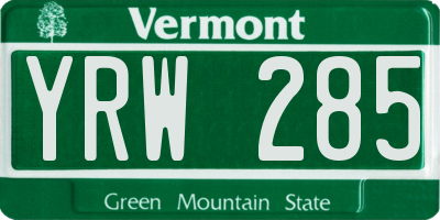 VT license plate YRW285