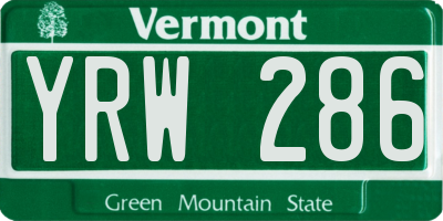 VT license plate YRW286