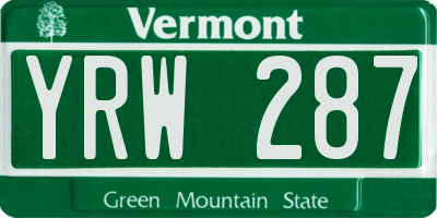 VT license plate YRW287