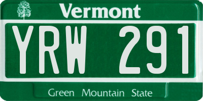 VT license plate YRW291